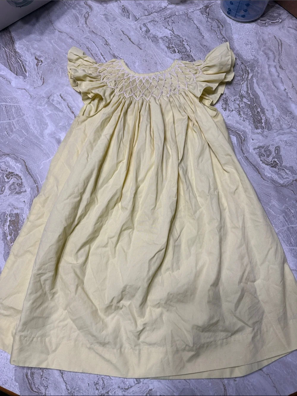 Smocked Yellow Flutter Sleeve Smock